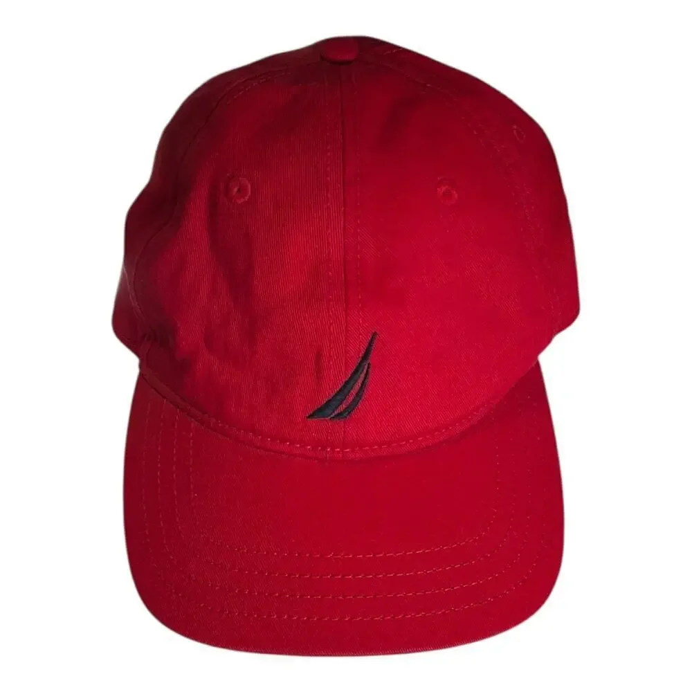 NAUTICA Baseball Cap Red Blue One Size 100% Cotton Used Outdoor Active